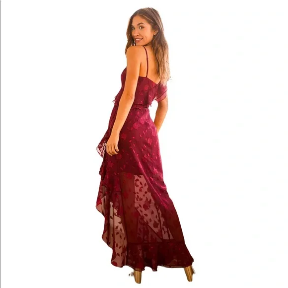 Lulu's Burgundy Maxi Dress - Picture 2 of 11